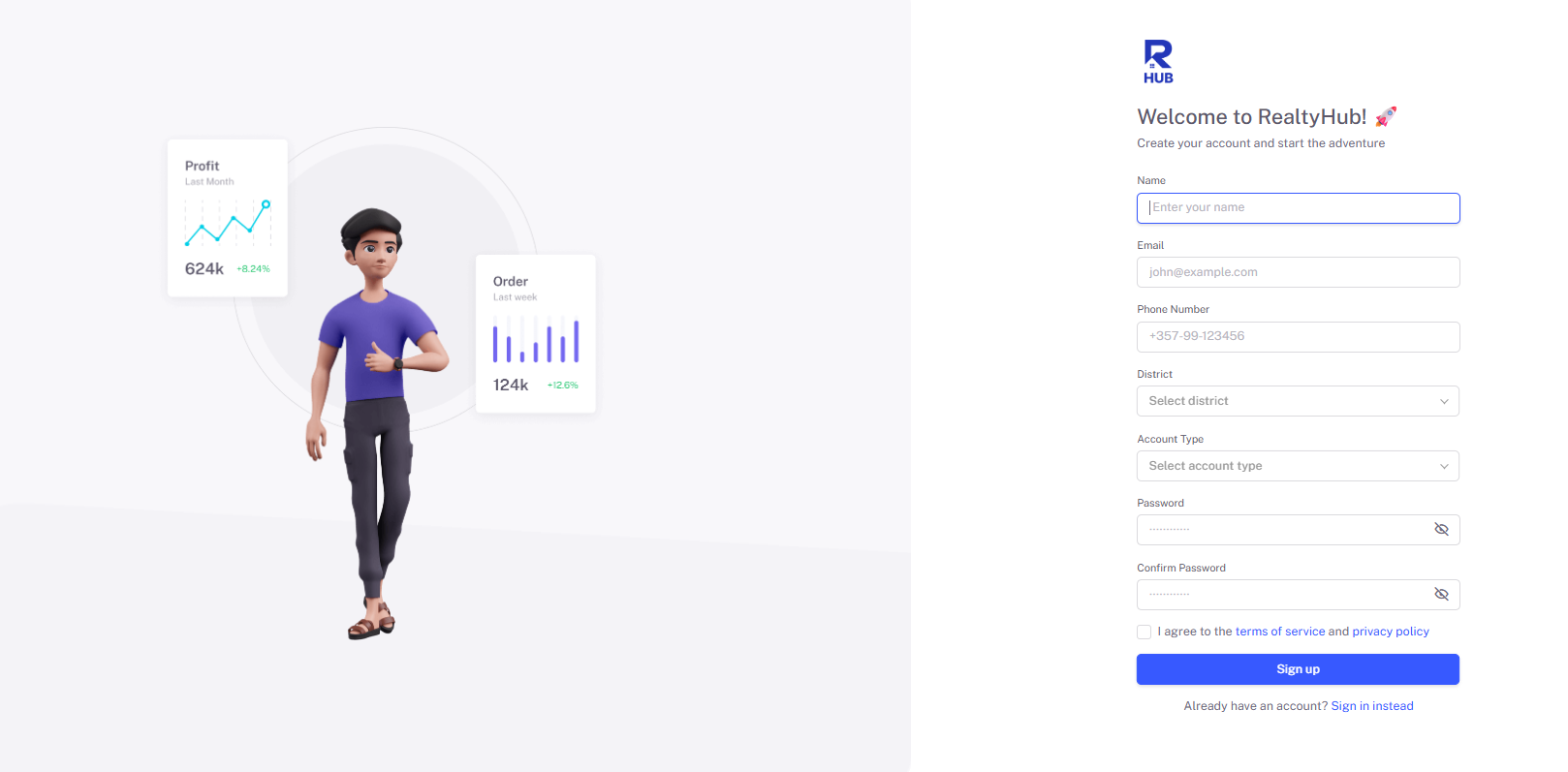 RealtyHub MLS dashboard interface preview